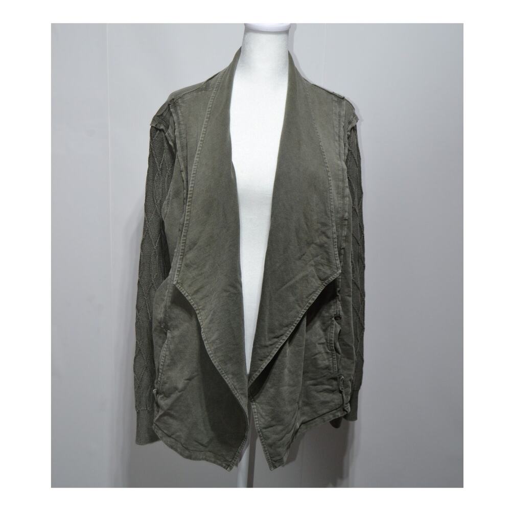Leo & Nicole Woman's Green Draped Open Front Cardigan Size 2X
